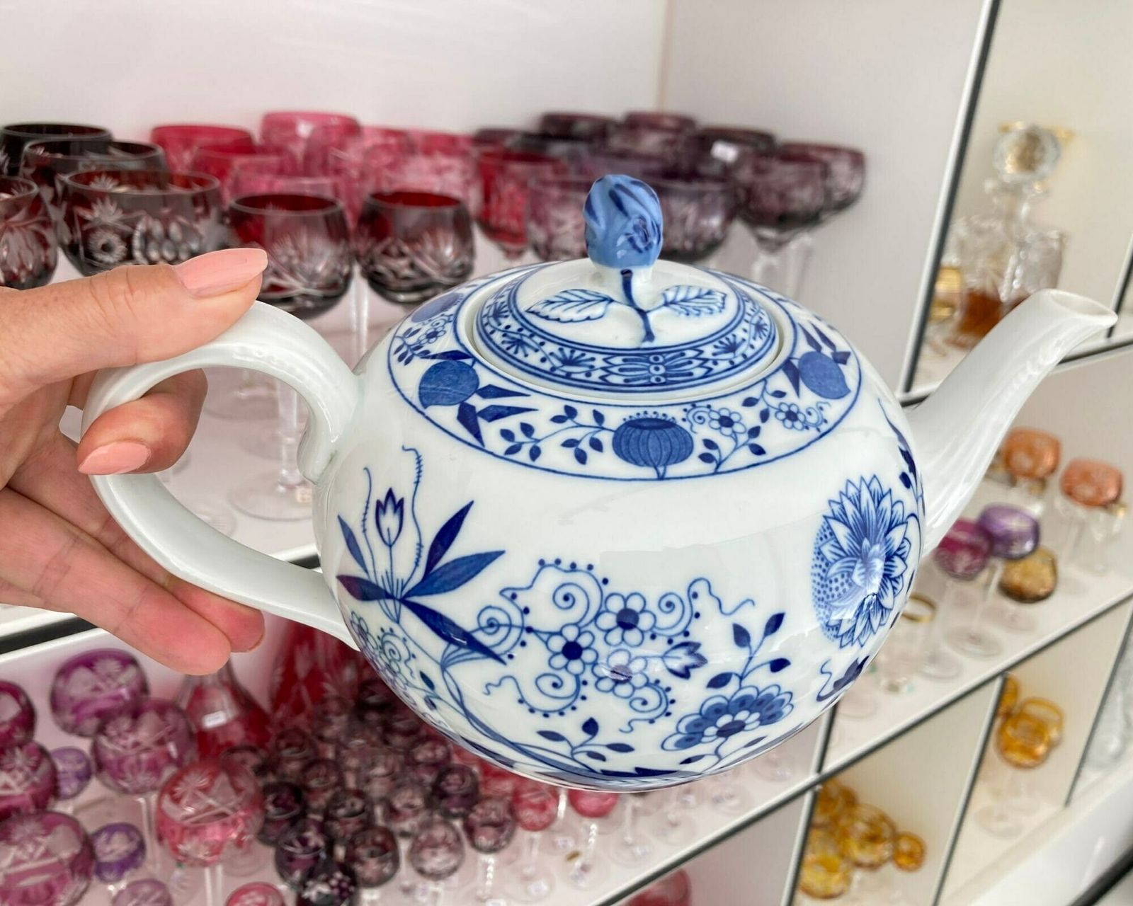 Tea Pot Blue Onion Blue And White Porcelain 1.28l Lorenz Hutschenreuther Signed 1pcs photo buy