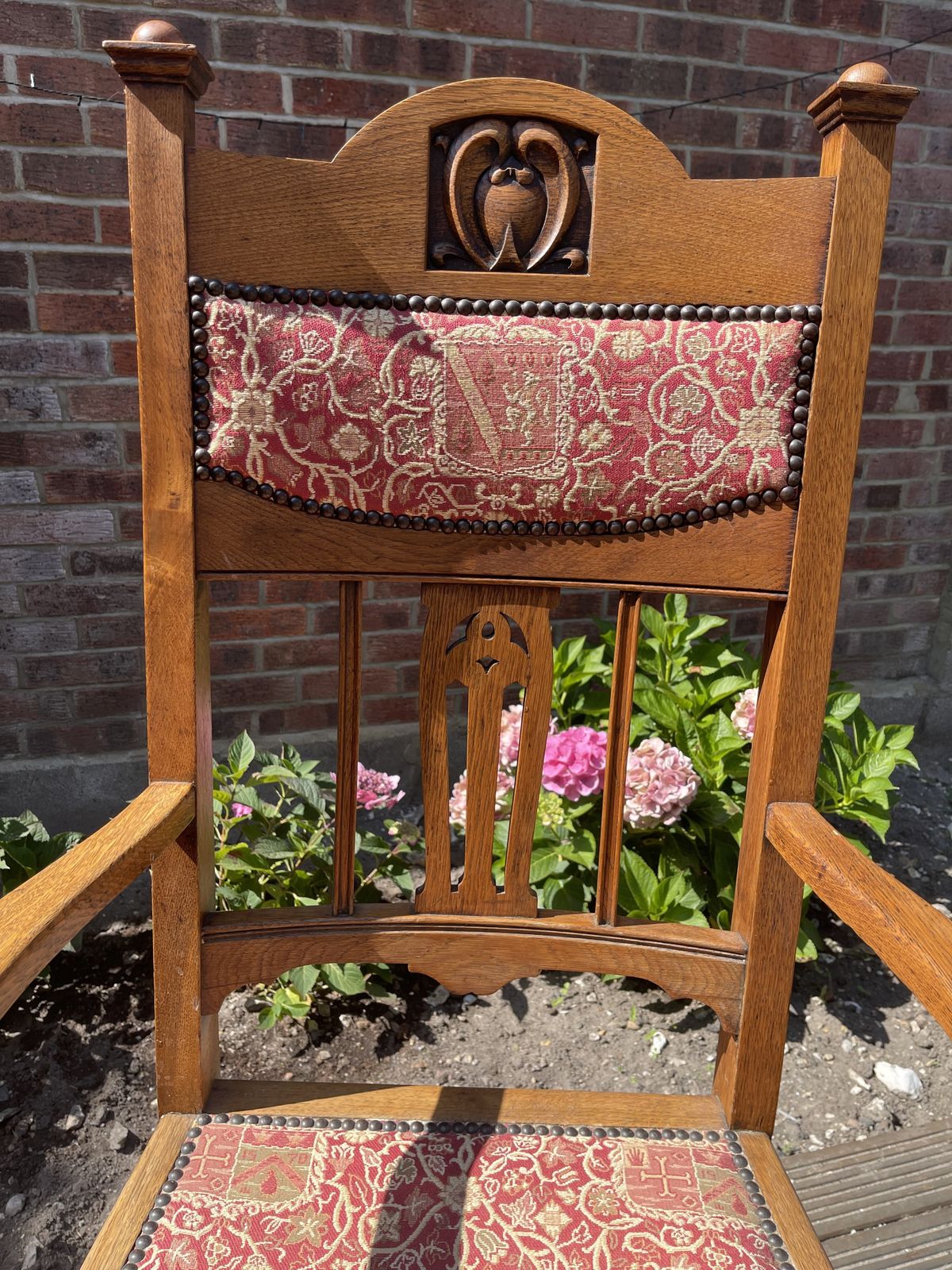 Backed Chair With Tapestry Seat And Inlaid Splat Back photo 600.0