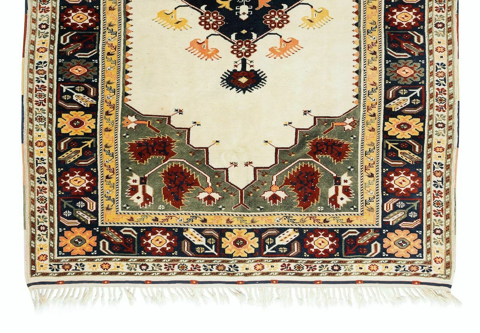 6.5x8.4 Ft Unique 1960s Handmade Turkish Rug With Geometric Medallion Design photo 889.0