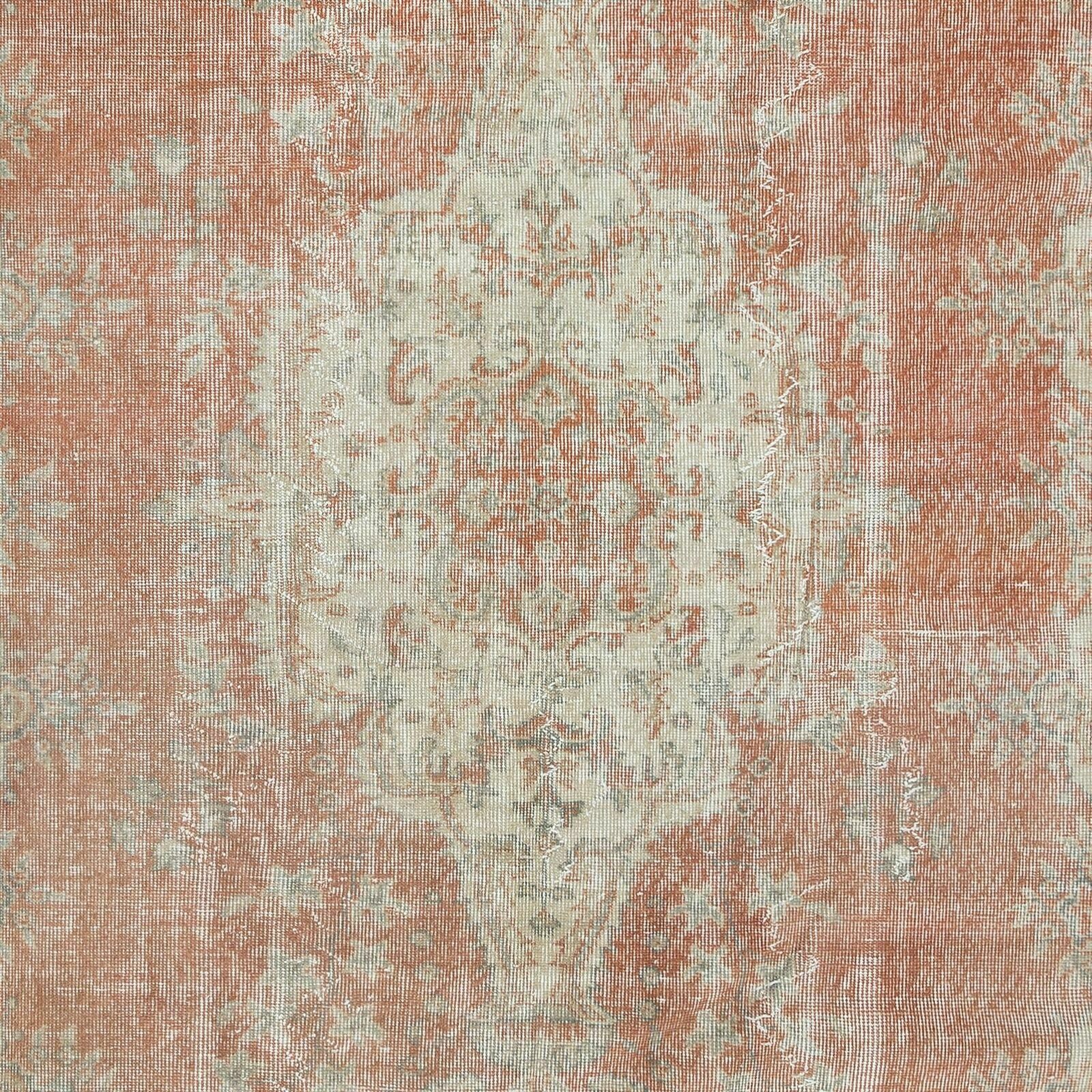 5.6x8.8 Ft Hand Knotted Turkish Area Rug In Beige & Red With Medallion Design photo 451.0
