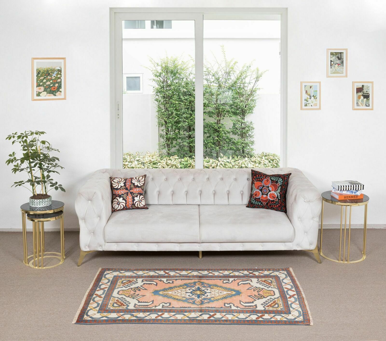 4x6 Ft Mid Century Handmade Turkish Traditional Wool Rug With Geometric Design photo furniture