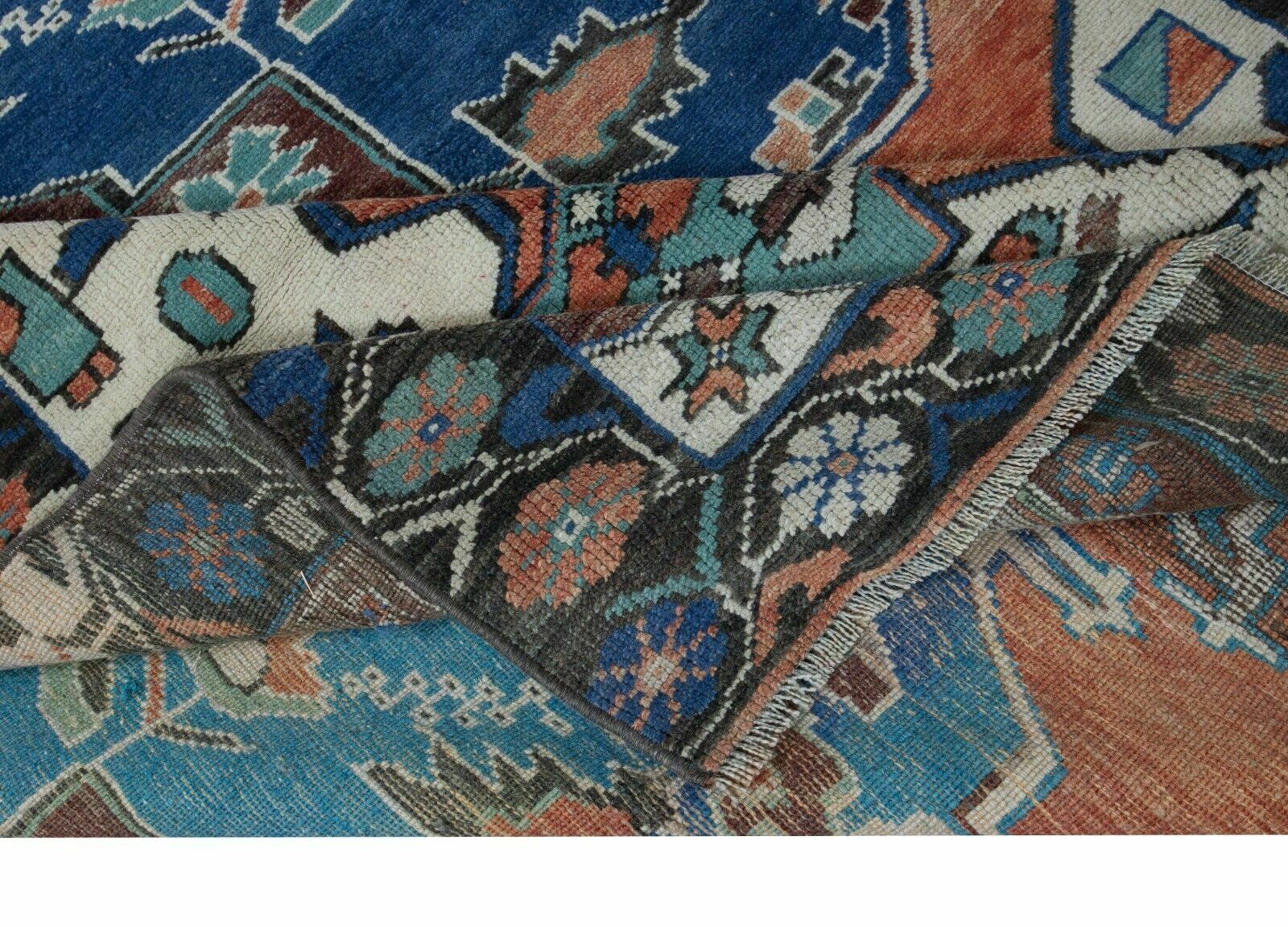 4.3x6.4 Ft Bohemian Style Hand Knotted Vintage Turkish Rug With Medallion Design photo Textiles