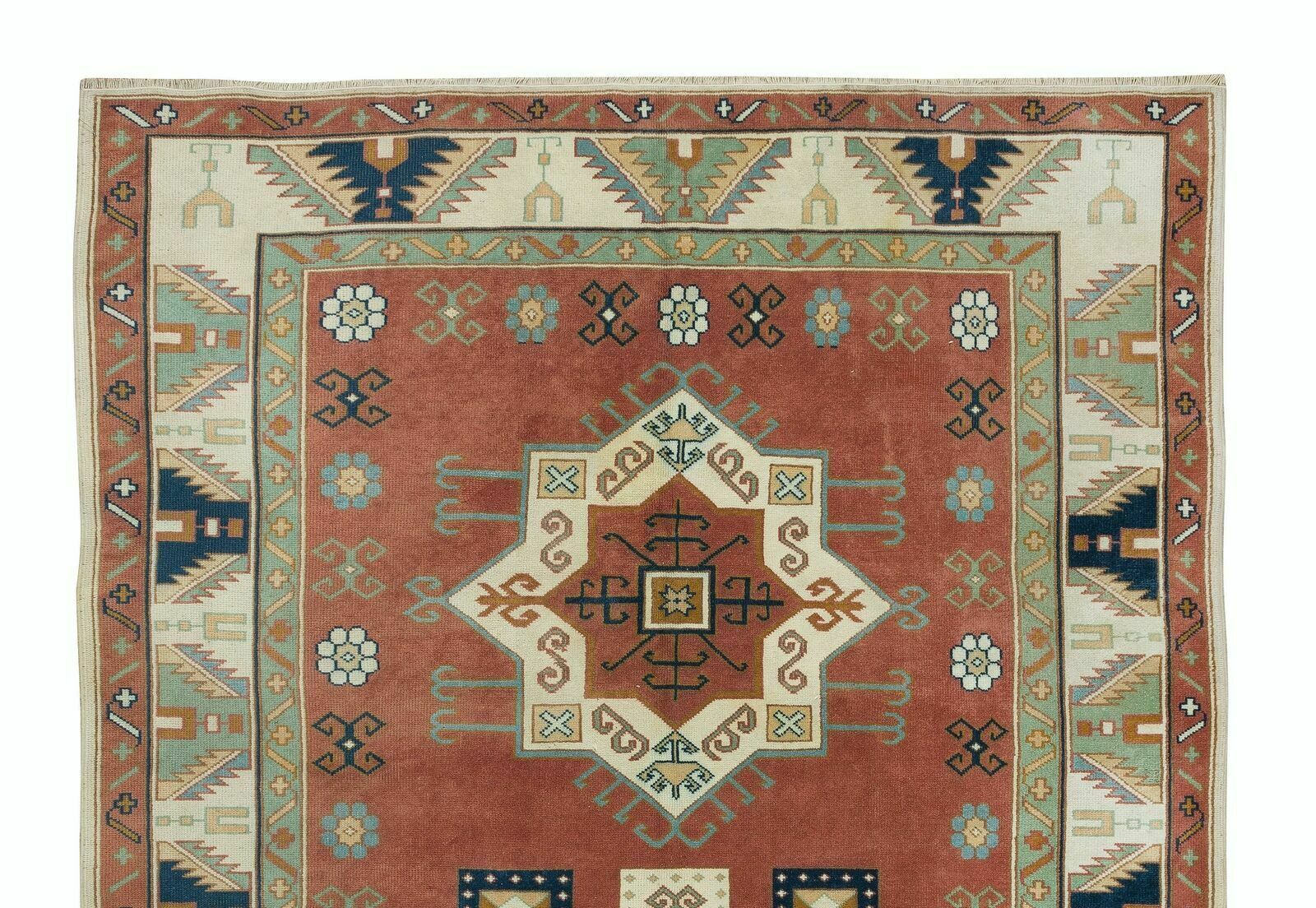 6.8x10 Ft Hand Knotted Geometric Design Turkish Rug, Authentic Floor Covering photo Textiles