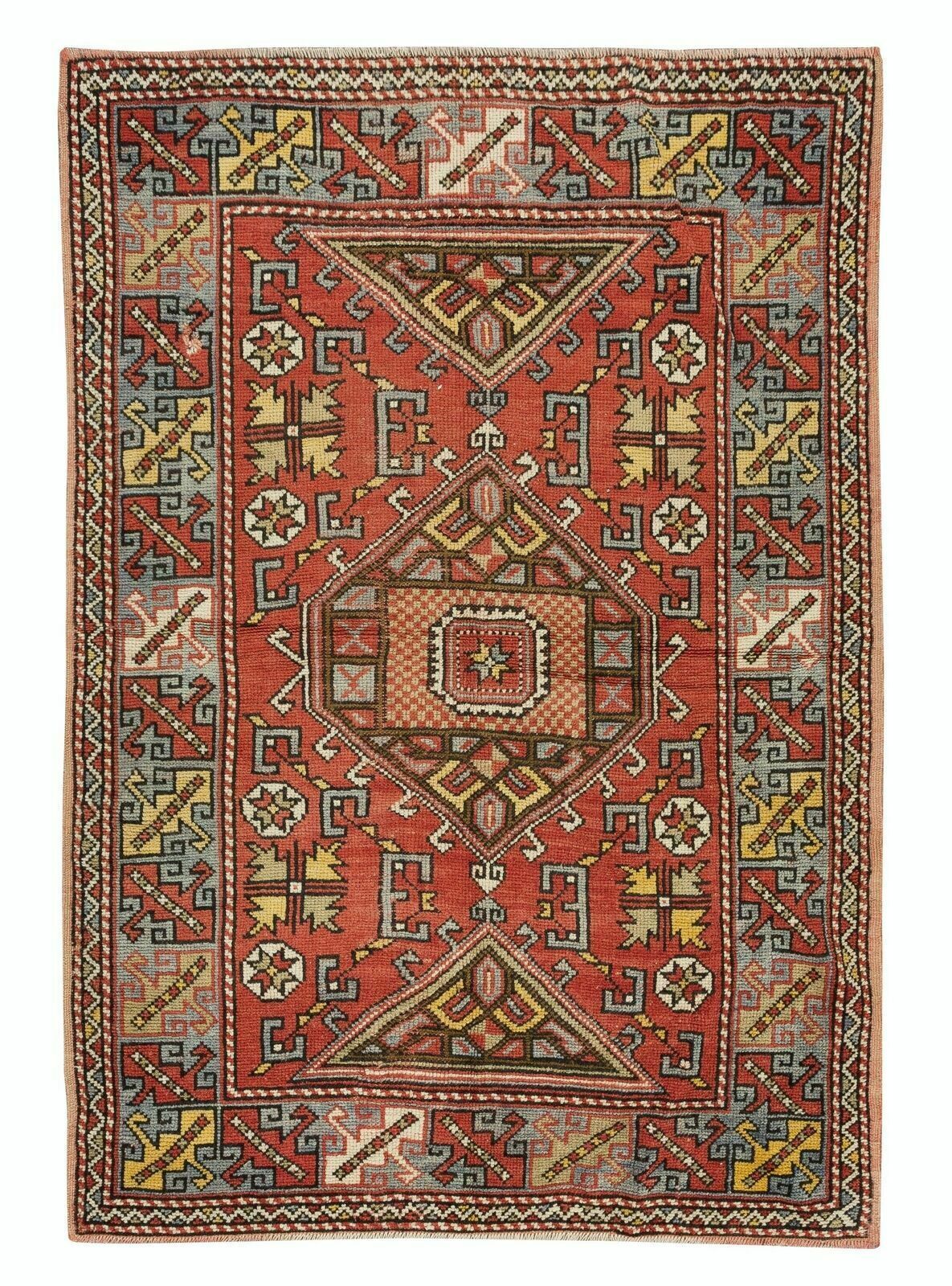 4.2x6 Ft Semi Antique Turkish Rug, Authentic Hand Knotted Carpet