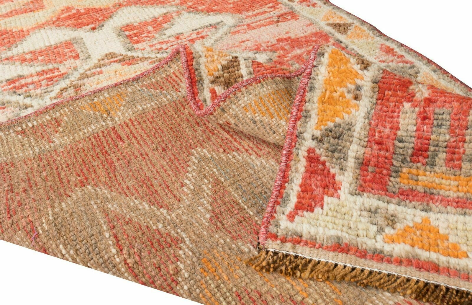 2.8x11.3 Ft Handmade 1970s Turkish Hallway Runner Rug, Geometric Corridor Carpet photo for sale