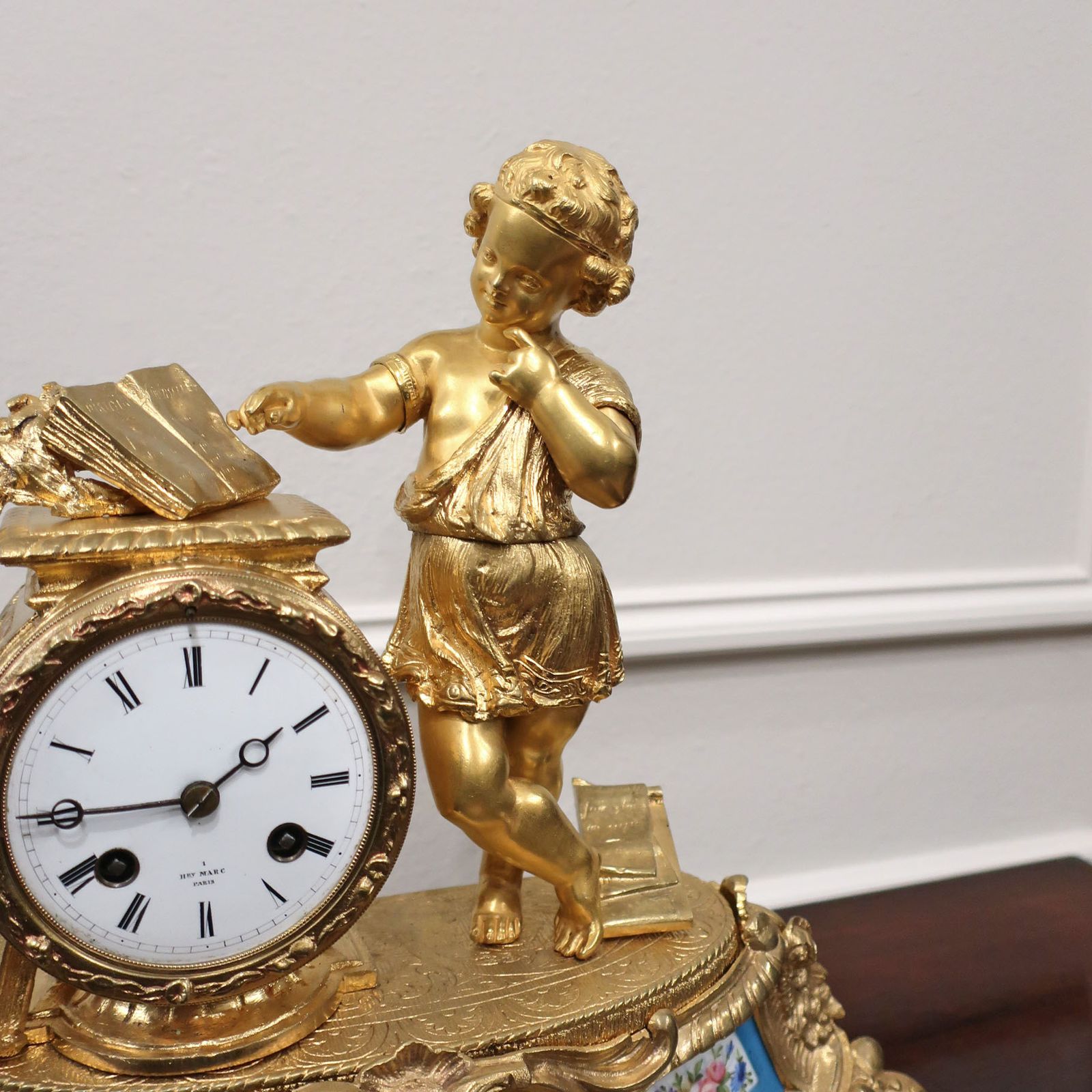 French Louis XVI Style Bronze Gilt Mantel Clock By Japy Freres photo for sale