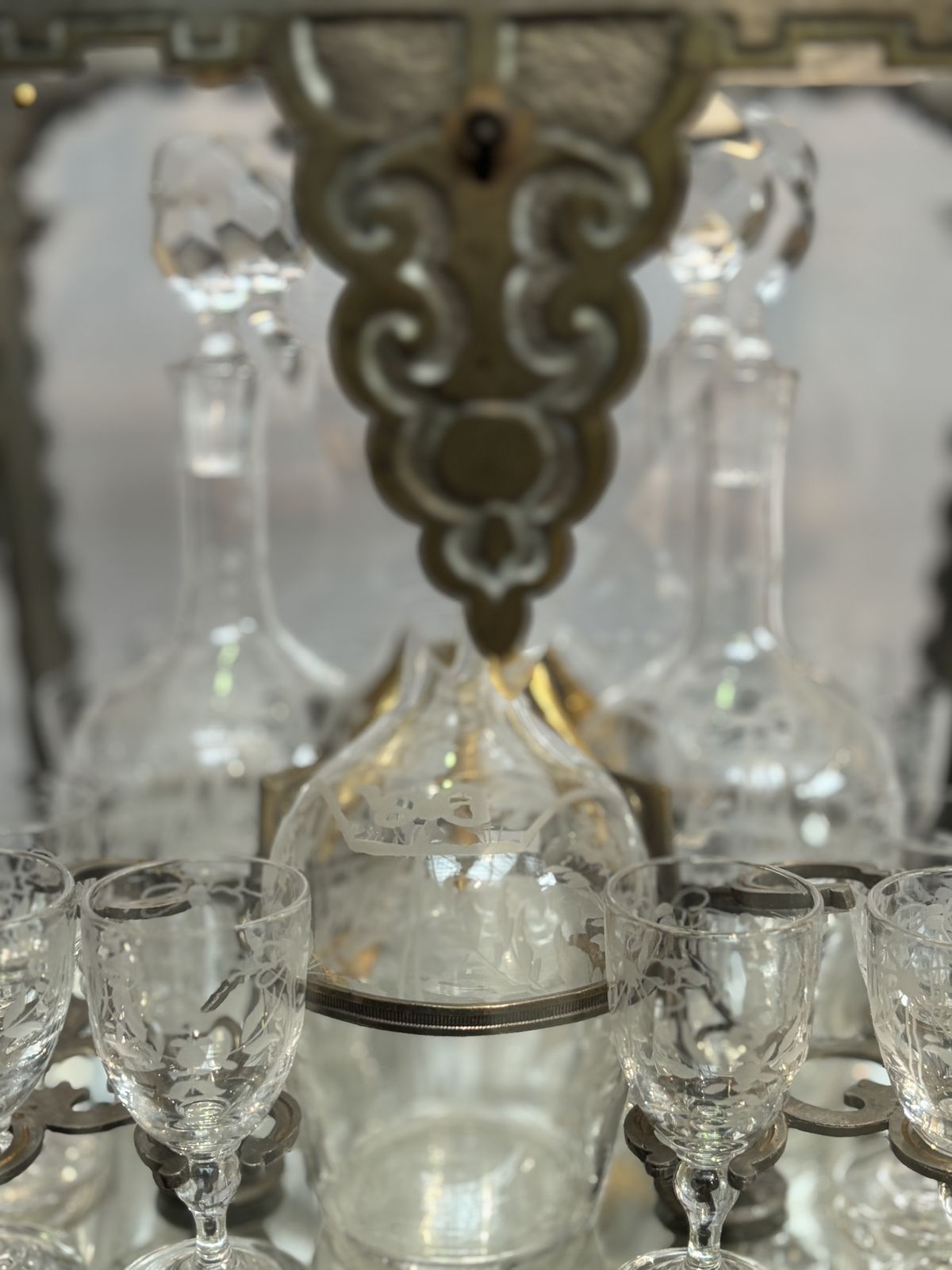 photo furniture 19th Century French Colonial Glass Cave à Liqueur Tantalus