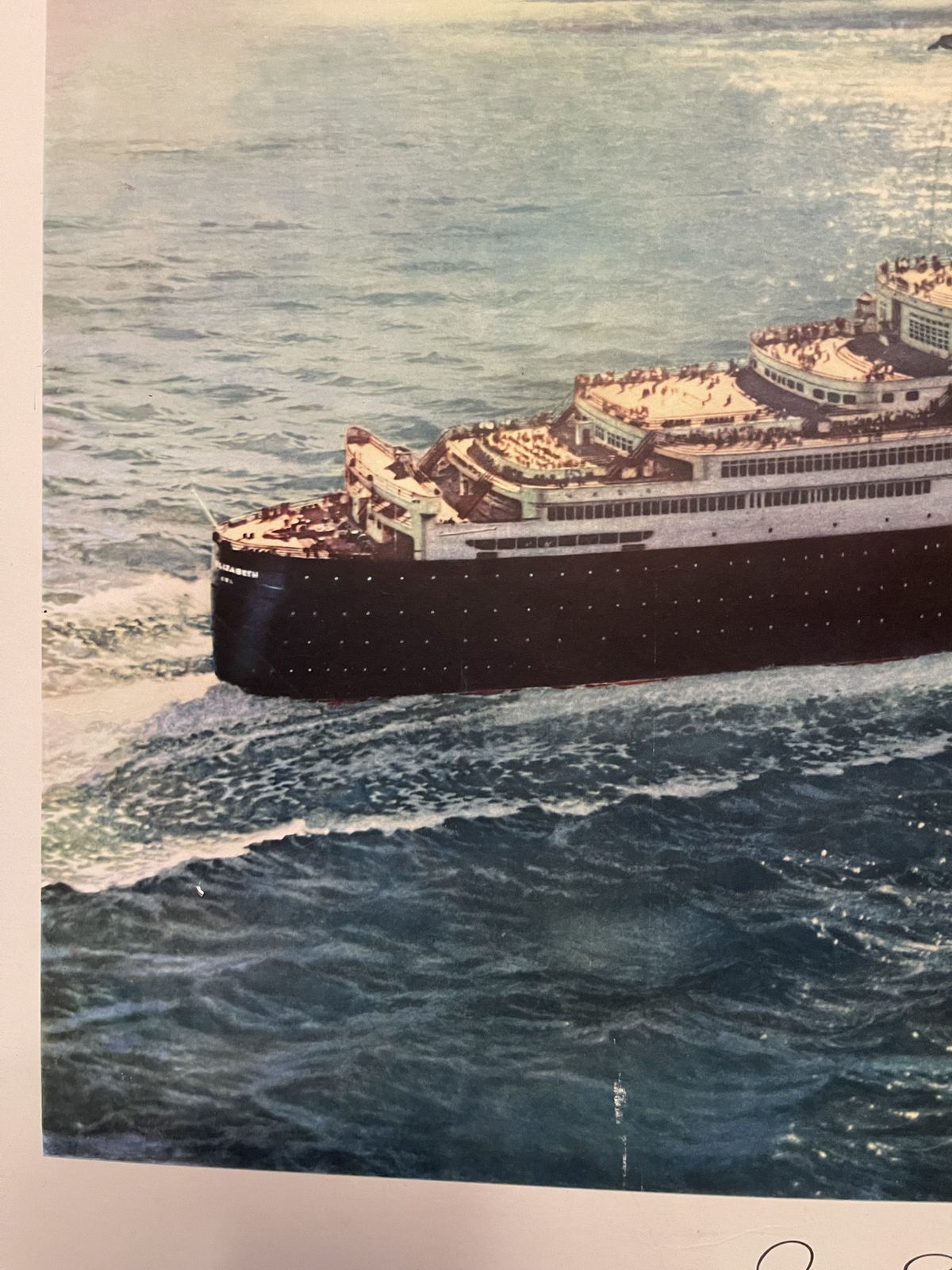 Original 1950's Cunard Travel Poster For Queen Mary And Queen Elizabeth Ocean Liners By C G Evers(1907 2000) photo 650.0