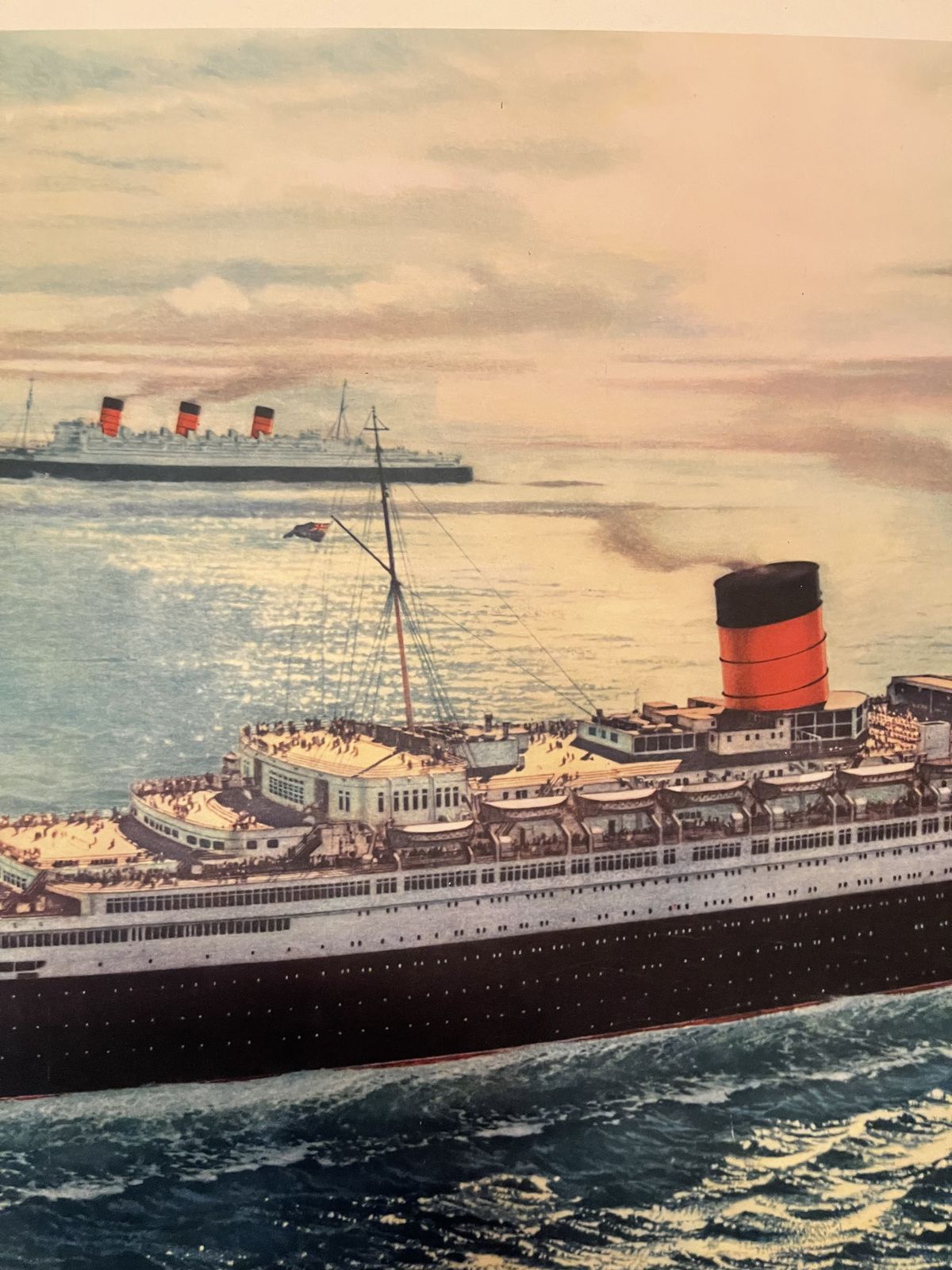Original 1950's Cunard Travel Poster For Queen Mary And Queen Elizabeth Ocean Liners By C G Evers(1907 2000) photo buy