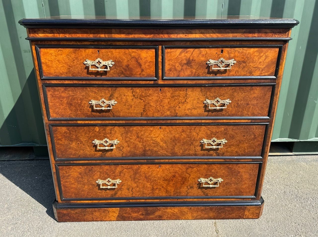 Stunning Quality 19th Century Burr Walnut Chest Of Drawers photo vintage