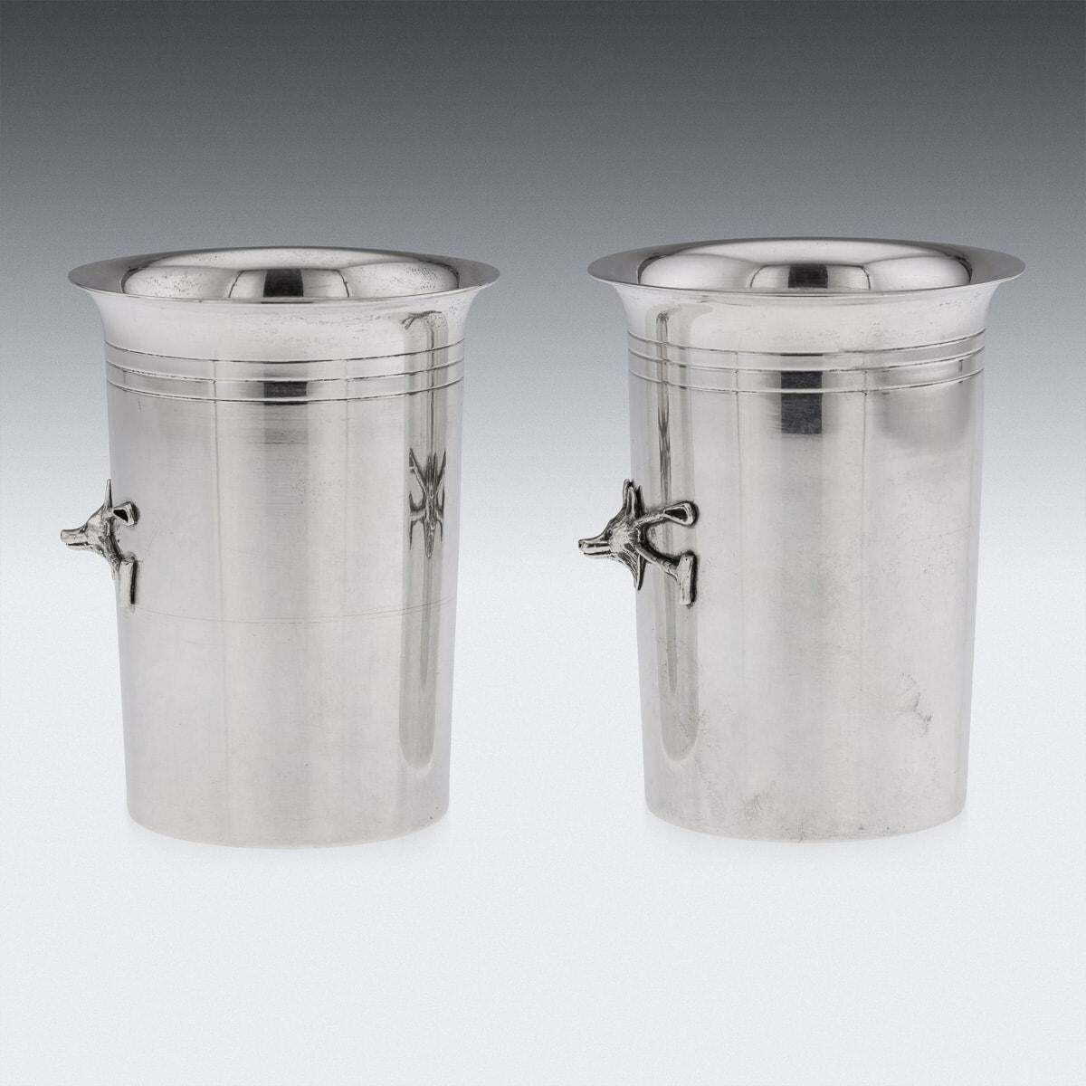 Vintage 20th Century Pair Of Italian Solid Silver Beakers By Gucci photo Home Decor