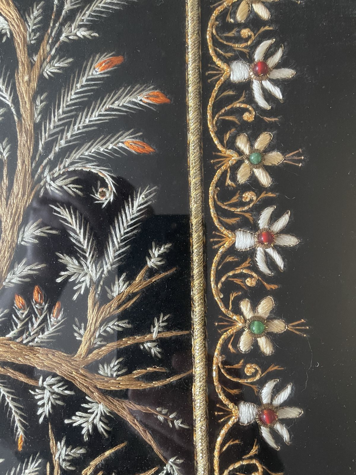 Huge 2ft X 3ft Framed Indian Silkwork Of Peacock photo 1500.0