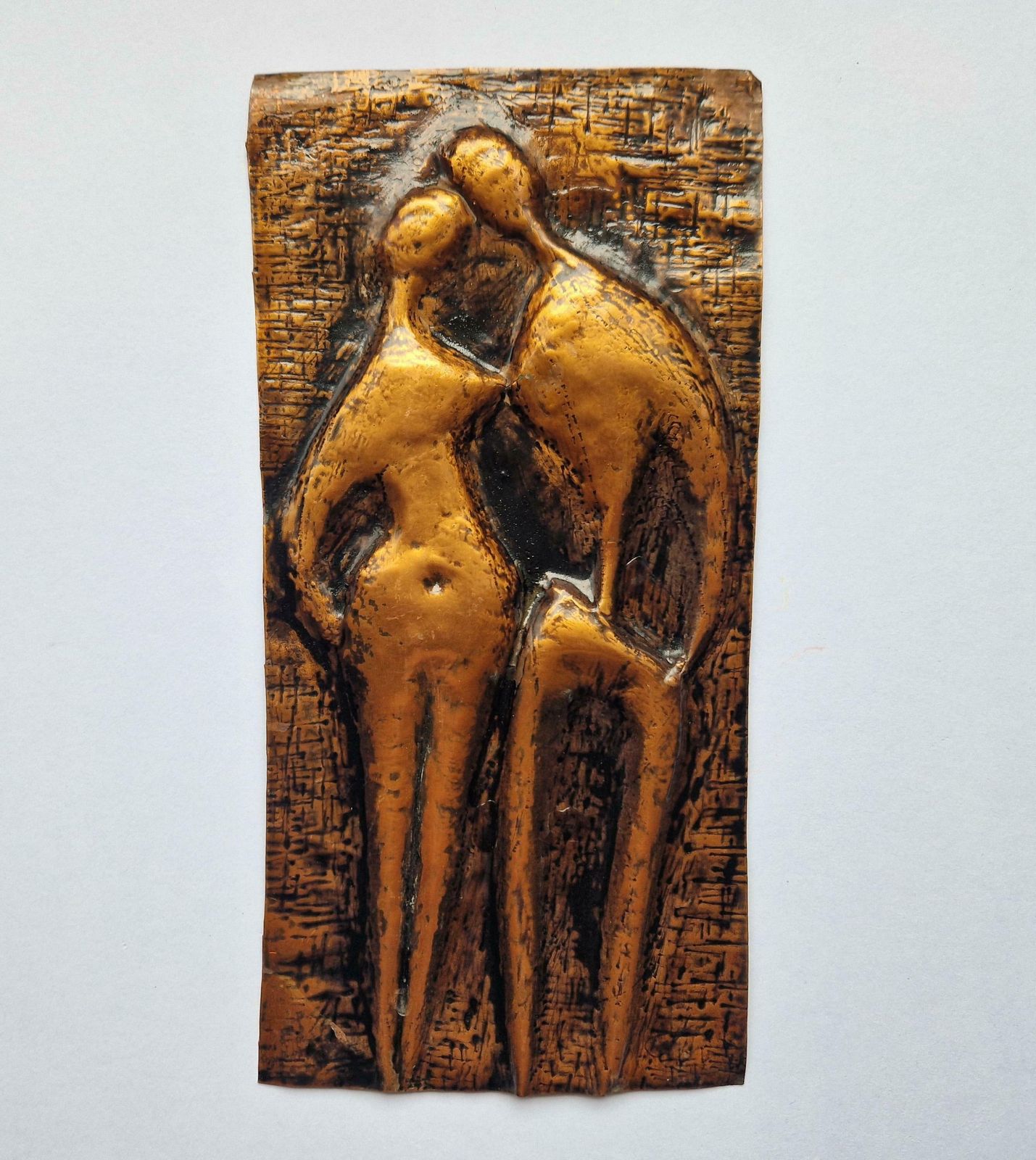 Rare Midcentury Brass Wall Sculpture Lovers, 1970s photo Art