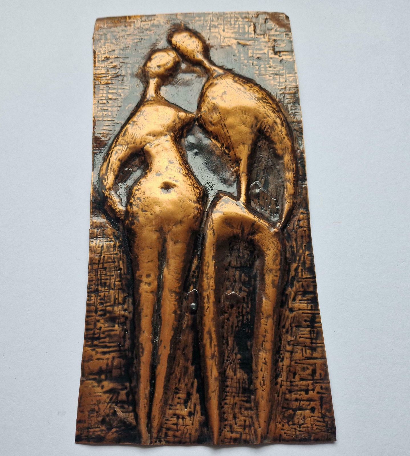 Rare Midcentury Brass Wall Sculpture Lovers, 1970s photo vinterior