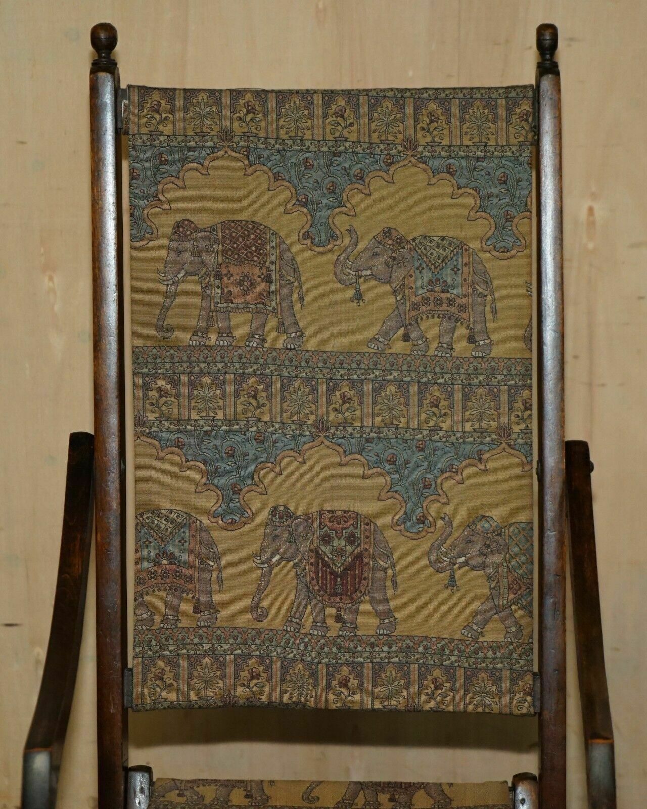Antique Cir 1890 Anglo Indian Elephant Colonial Folding Military Campaign Chair photo for sale