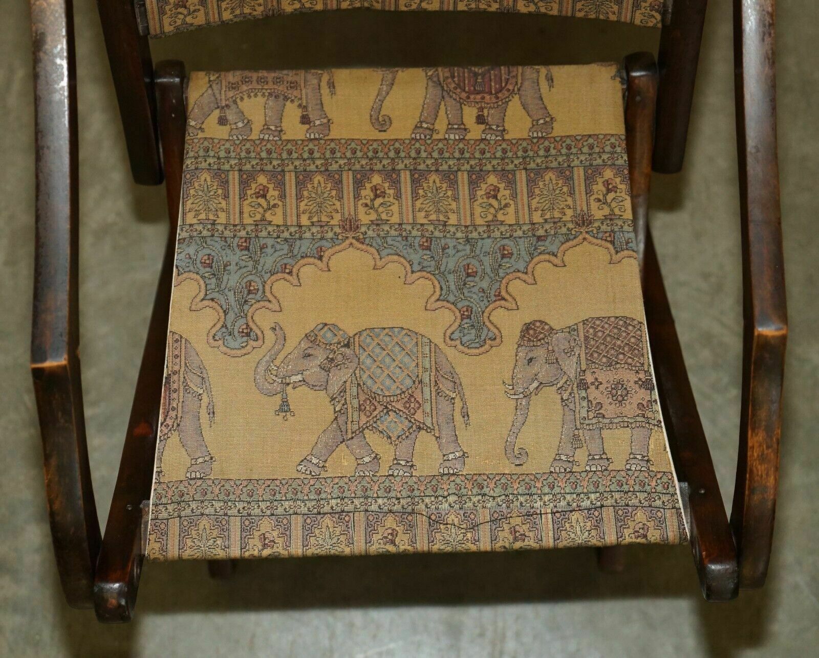 Antique Cir 1890 Anglo Indian Elephant Colonial Folding Military Campaign Chair photo vinterior