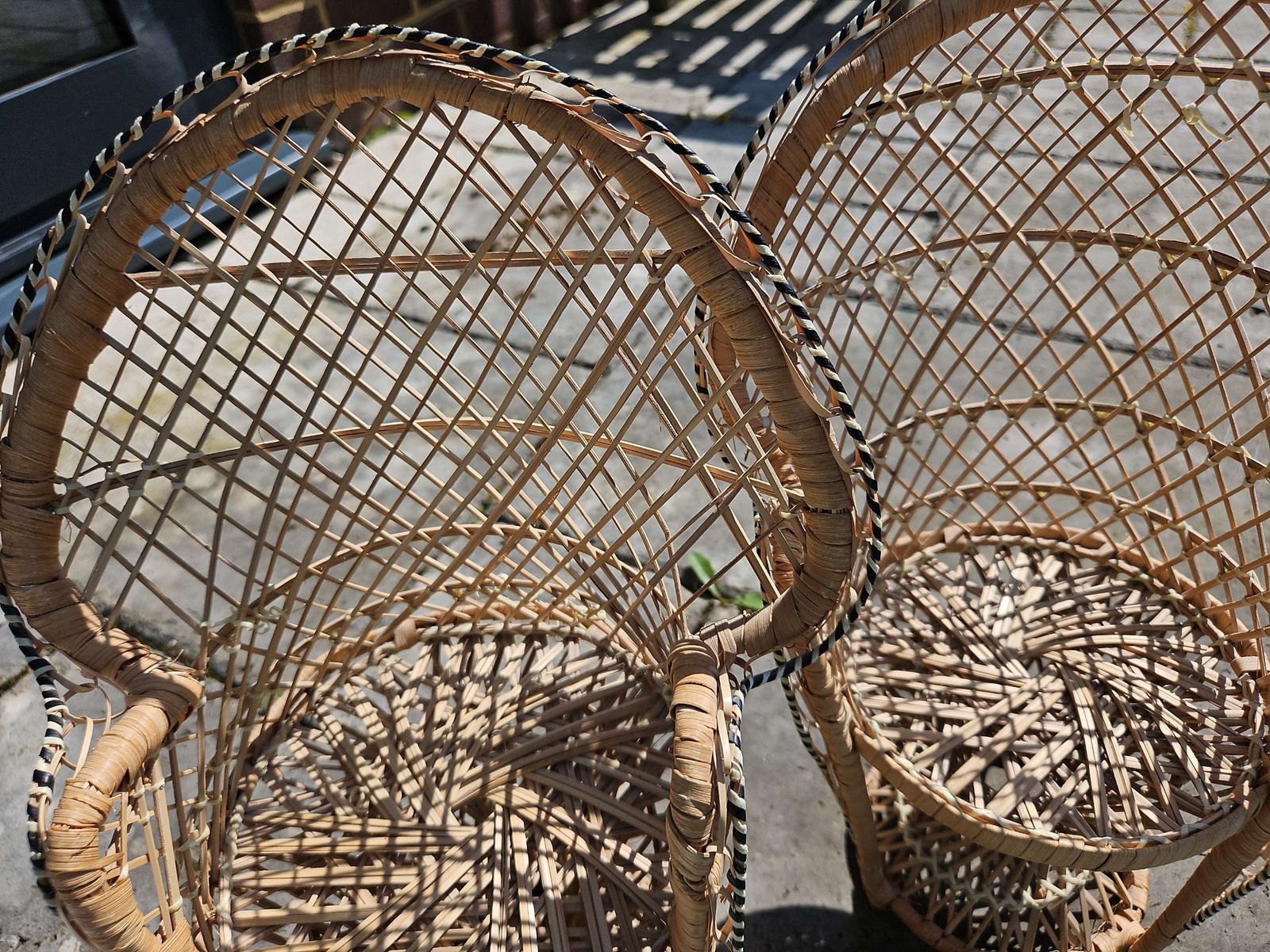 Charming Pair Of Miniature Wicker Peacock Chairs For Dolls photo buy