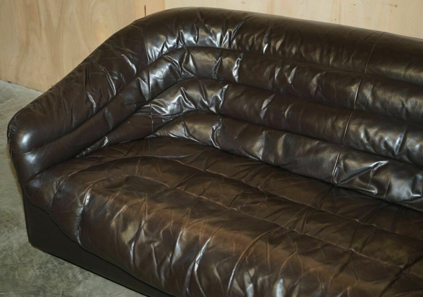 Vintage 1960's Mid Century Modern Danish Brown Leather Sofa & Armchair Suite photo 3950.0