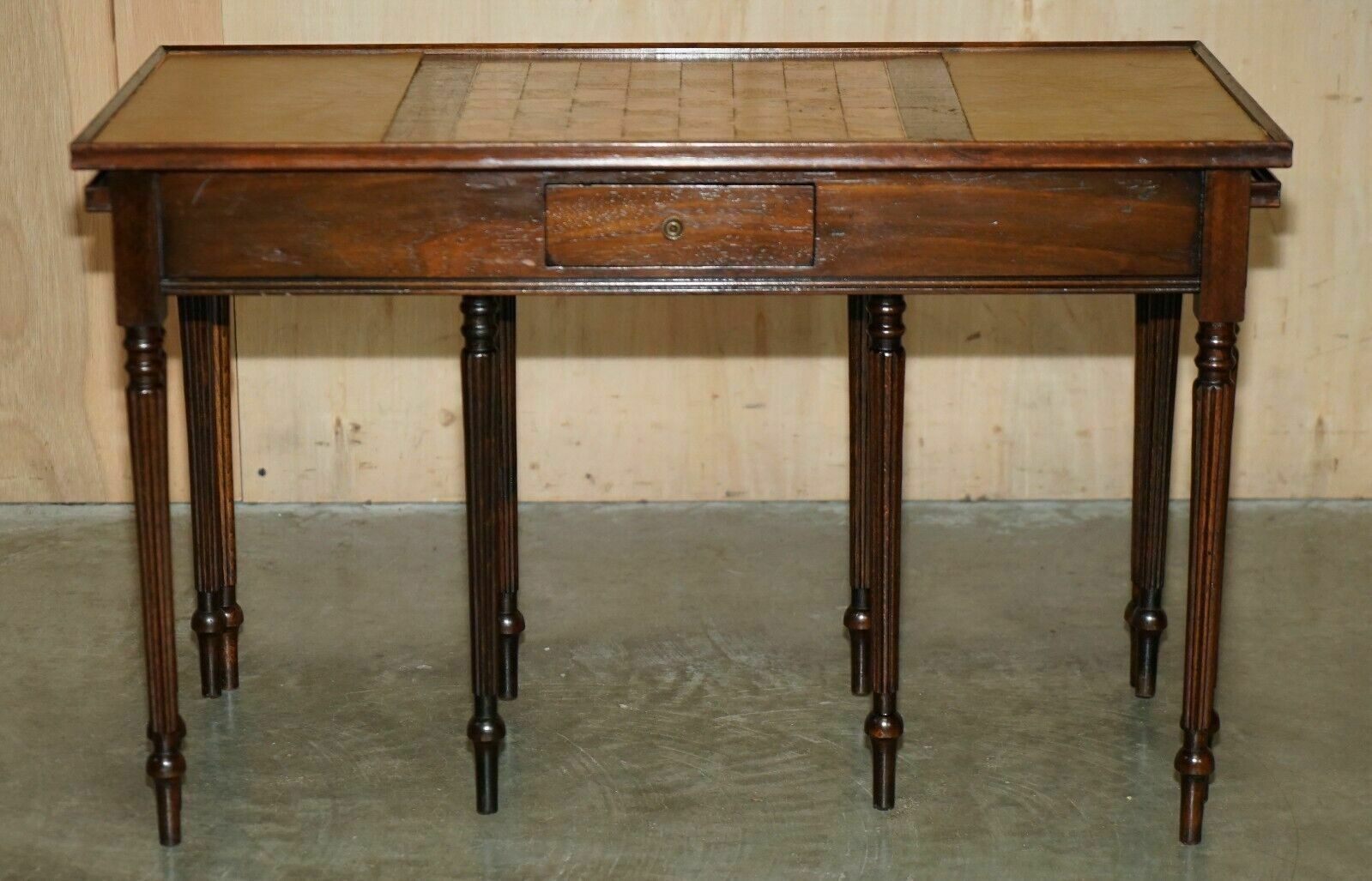 Vintage Circa 1950's Leather Topped Chessboard Coffee Nest Of Tables For Chess! photo buy