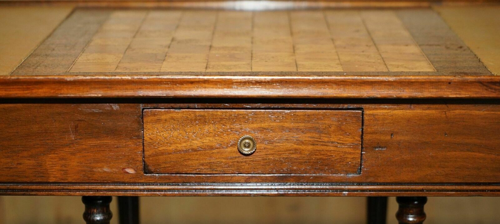 Vintage Circa 1950's Leather Topped Chessboard Coffee Nest Of Tables For Chess! photo vintage