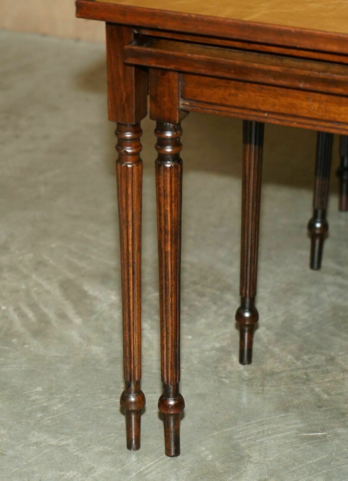 1750.0 Vintage Circa 1950's Leather Topped Chessboard Coffee Nest Of Tables For Chess! photo