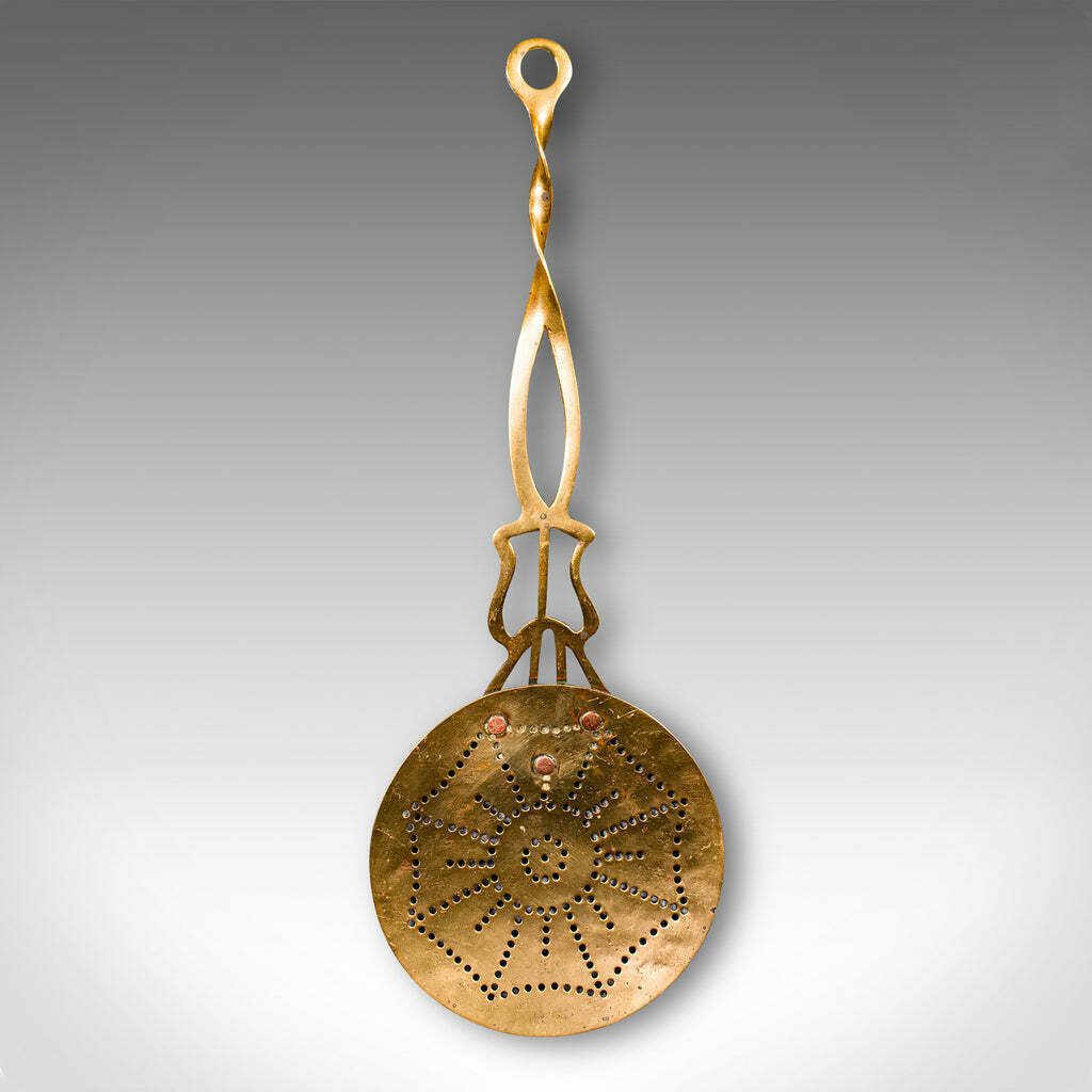 Antique West Country Cream Skimmer, English, Brass, Milk Stirrer, Georgian, 1800 photo furniture