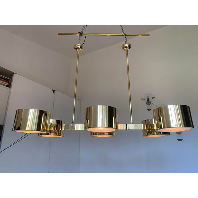 Lighting Italian Sputnik Chandelier Metal Gold Stilnovo Lelli Style photo