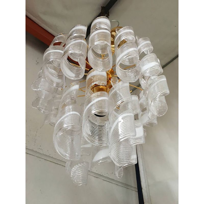 Murano Glass Chandelier "Virgola" Made In Italy Venini Style photo vintage