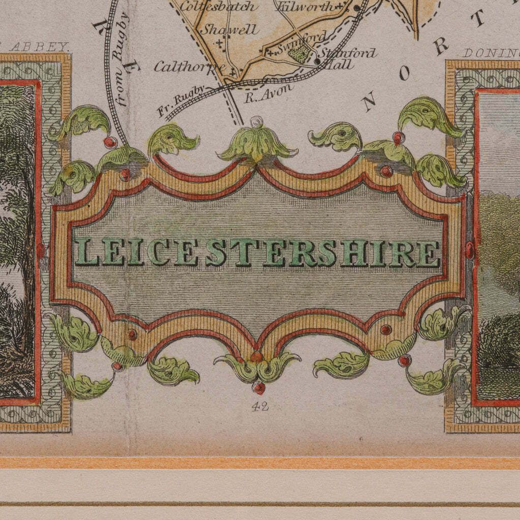 Antique Leicestershire Map, English, Framed Cartographic Interest, Victorian photo buy