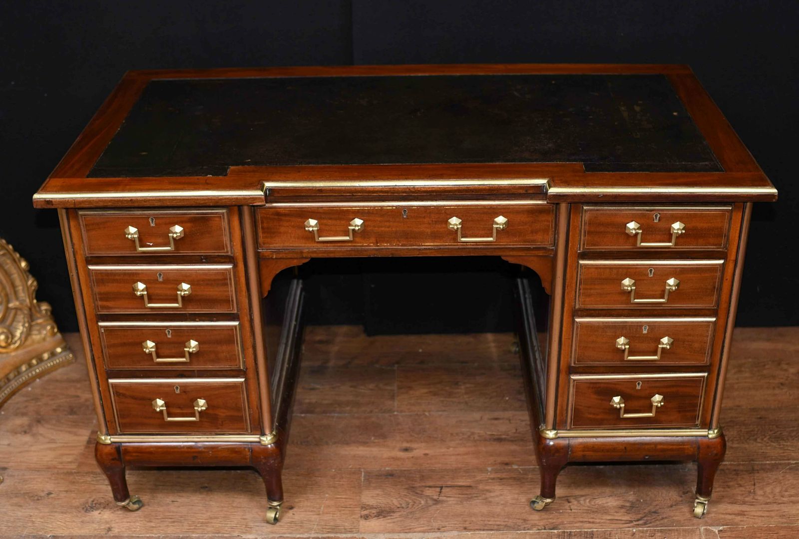French Desks = Antique Empire Knee Hole Bureau Desk 1890 photo vinterior