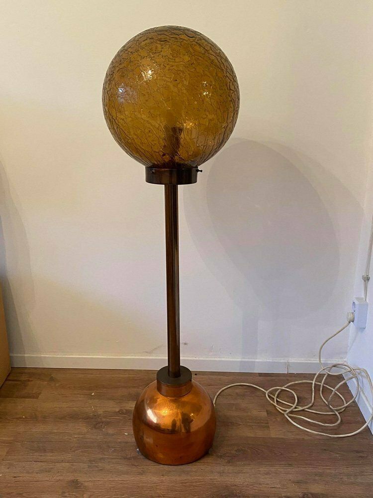 Art Deco Style Floor Lamps With Round Glass Shade, 1950s