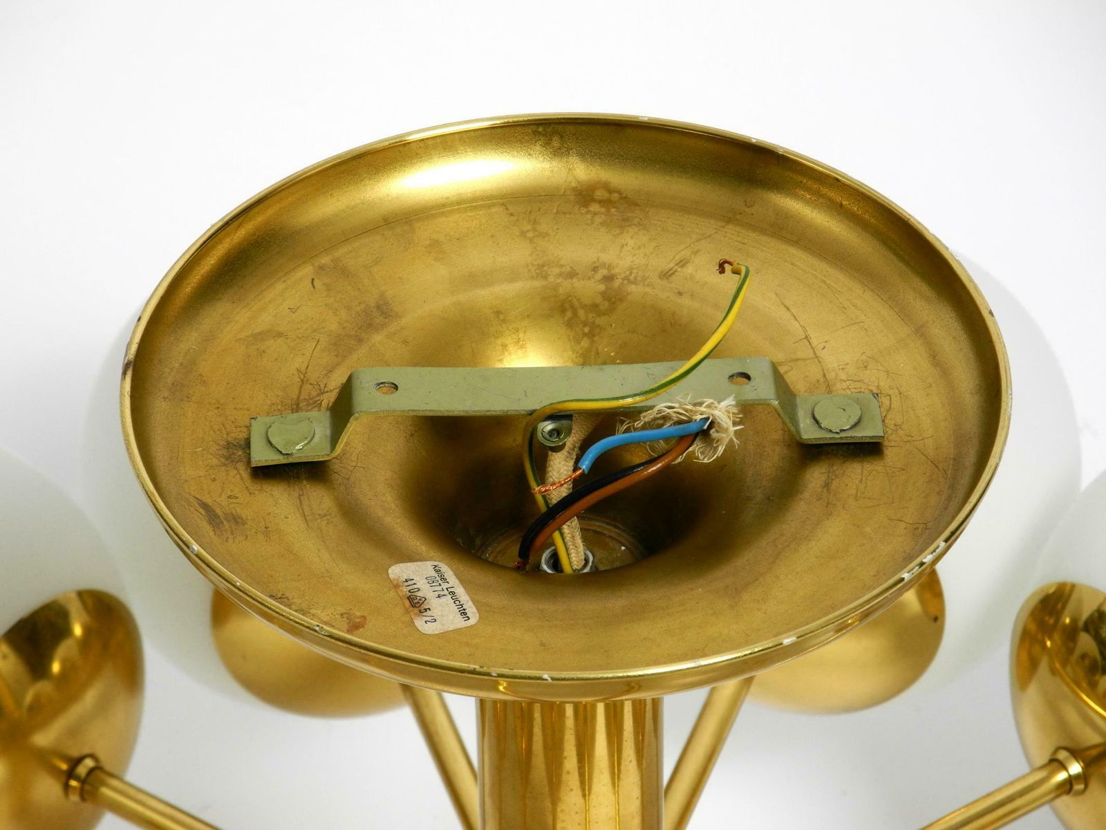 photo for sale 1960s Space Age Brass Ceiling Lamp With 10 Glass Balls By Kaiser Leuchten