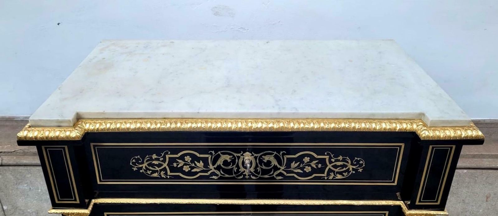 Napoleon III Secretary In Blackened Pear Wood   Brass Marquetry photo buy