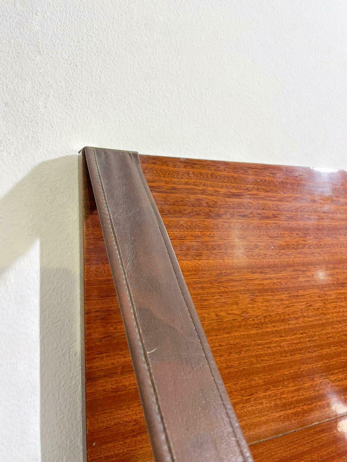 Mid Century Wood, Leather And Brass Shelve, Italy, 1960s   2 Available photo 1422.0