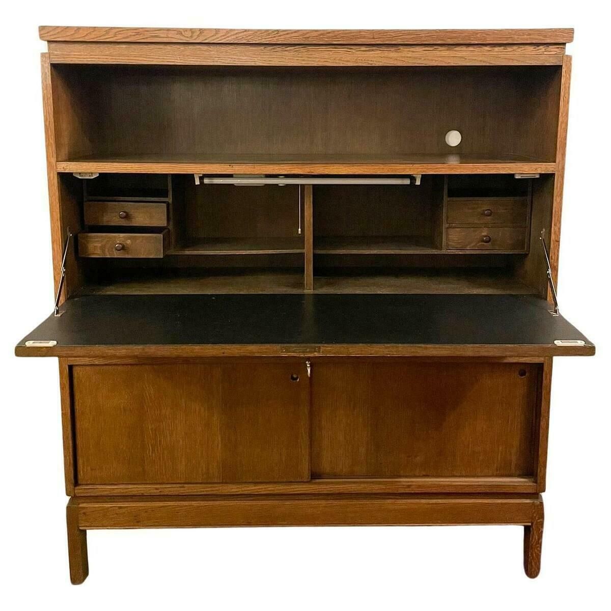 Furniture Mid Century Modern Wooden Secretary By Emiel Veranneman, 1950s photo