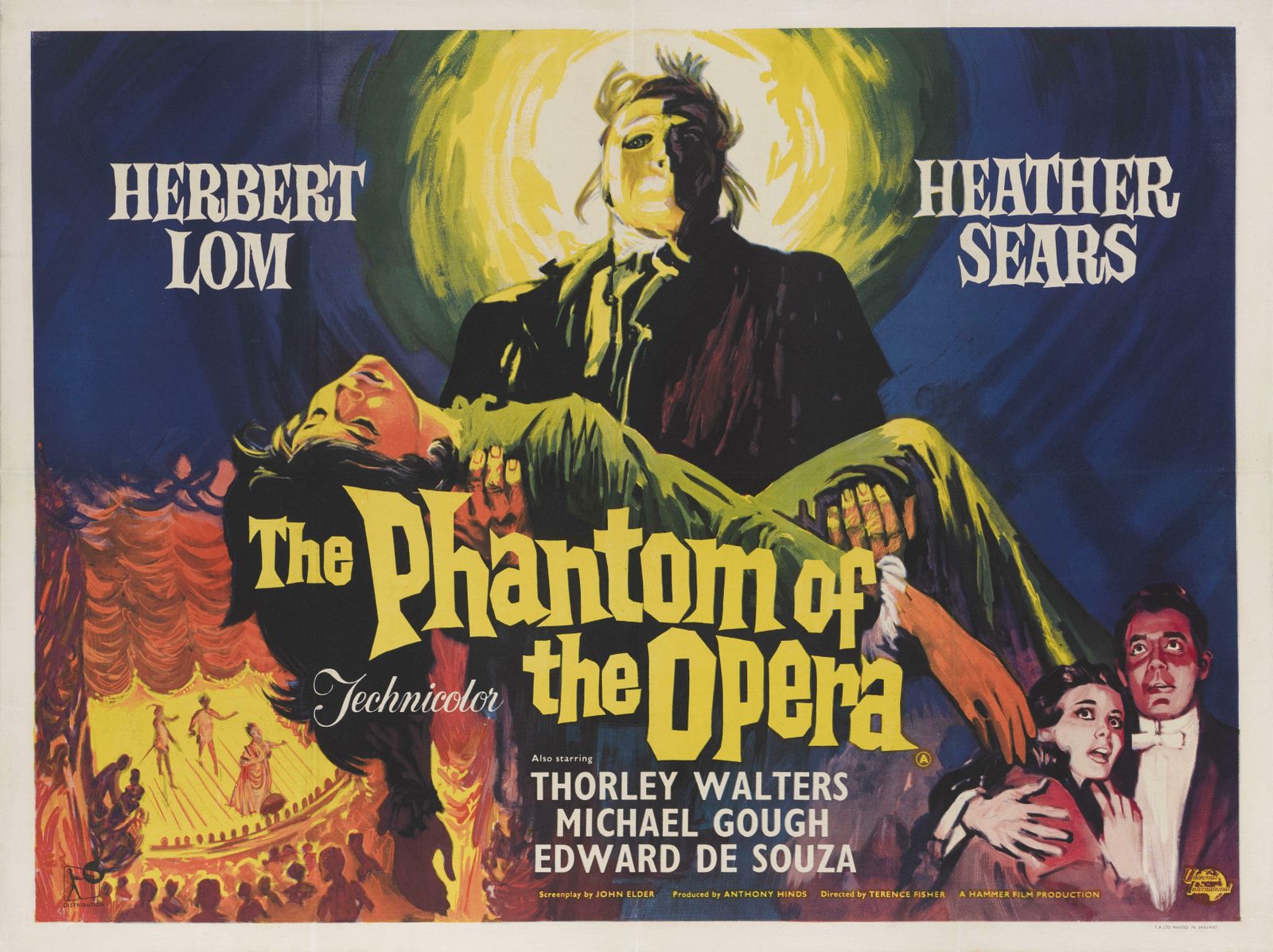 The Phantom Of The Opera Original British Fhammer Horror Film Poster photo for sale