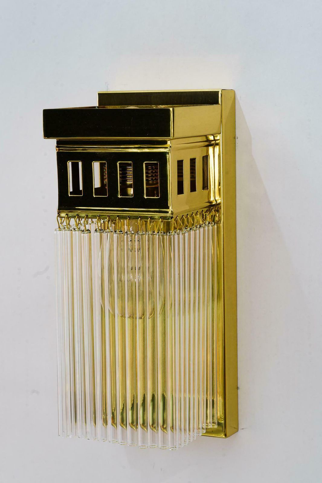Reproduction Of A Art Deco Wall Lamp With Glass Sticks photo for sale