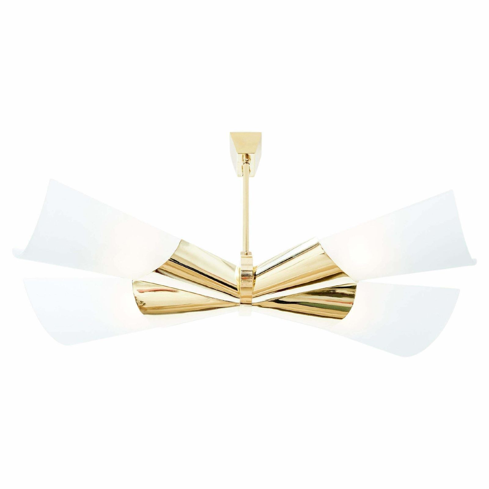 Lustre en laiton et verre opalin Max Ingrand pour Fontana Arte, 1955