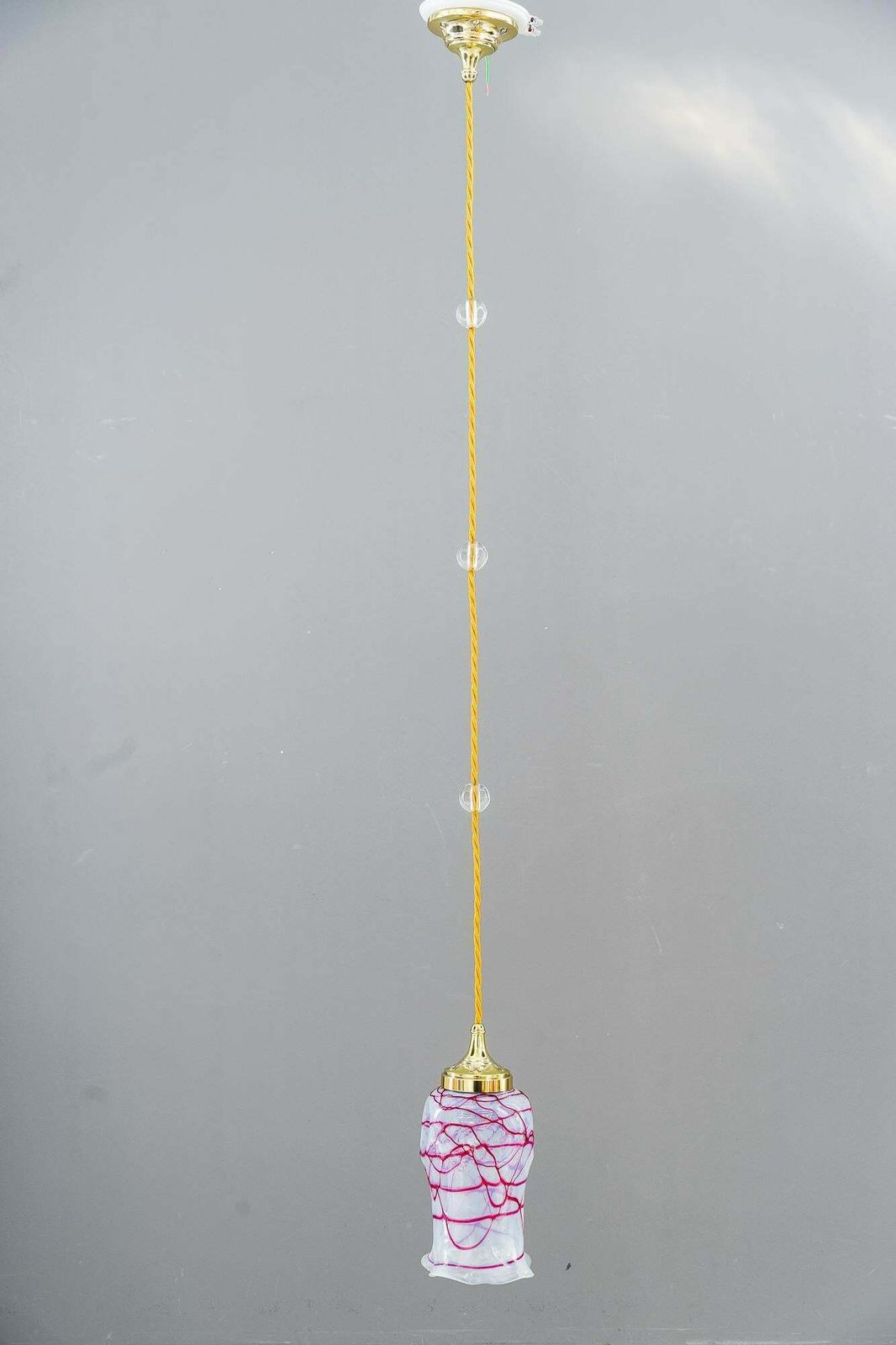 Art Deco Pendant With Original Palme Koenig Opaline Glass Shade Around 1920s photo furniture