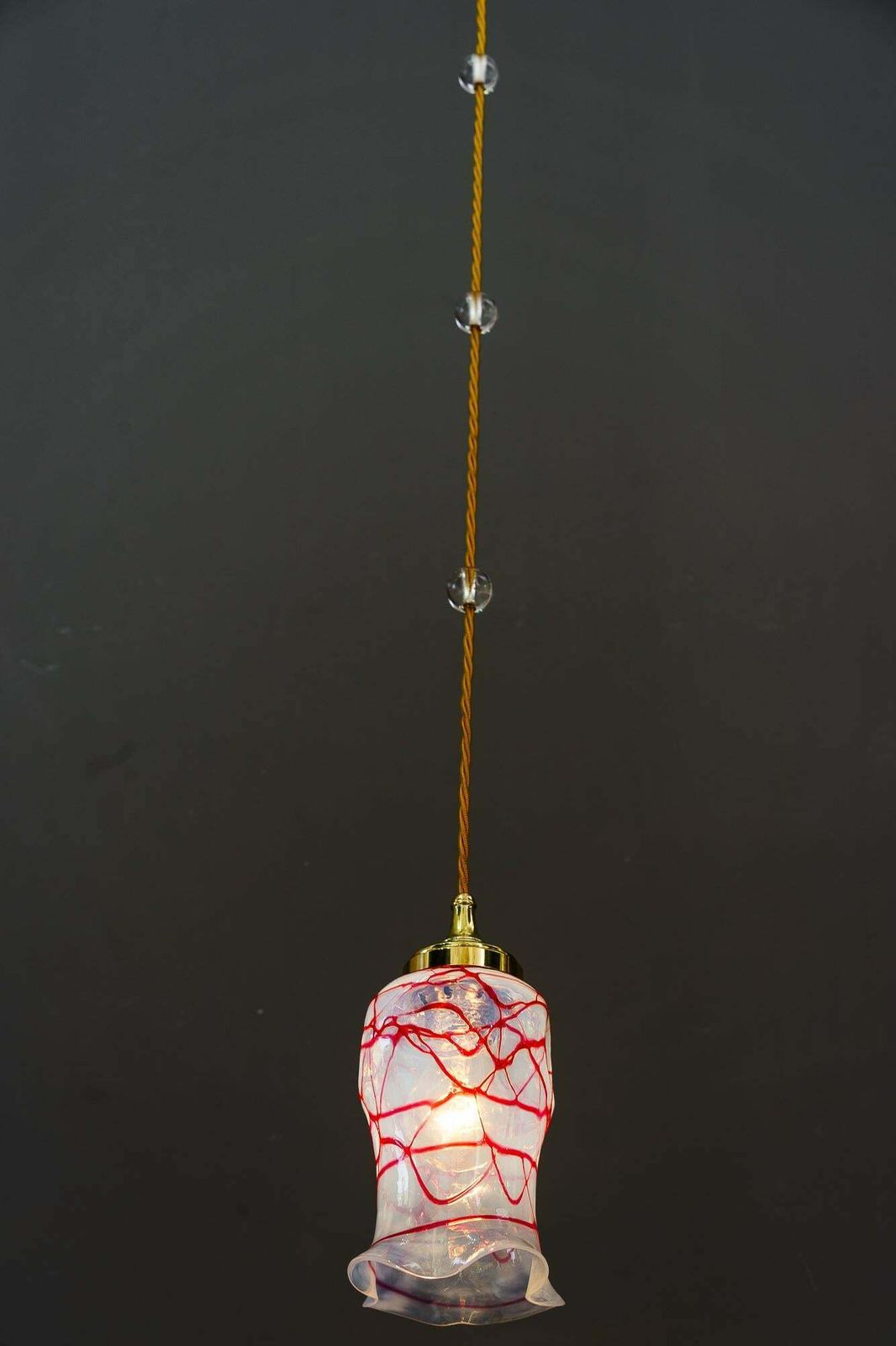 photo buy Art Deco Pendant With Original Palme Koenig Opaline Glass Shade Around 1920s