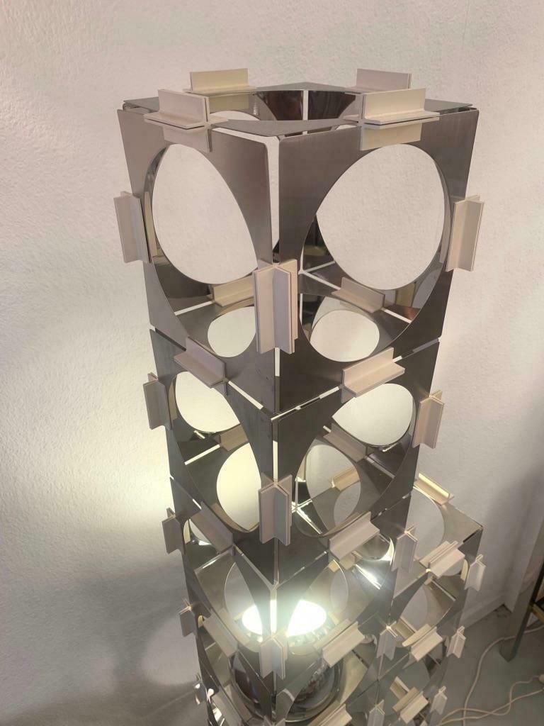 Rare Stainless Steel Skyscraper Modular Floor Lamp By Reggiani, Italy, Ca. 1970s photo vintage
