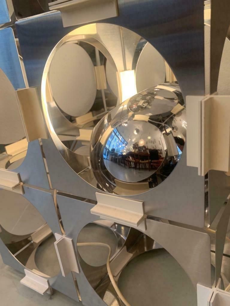 photo vinterior Rare Stainless Steel Skyscraper Modular Floor Lamp By Reggiani, Italy, Ca. 1970s