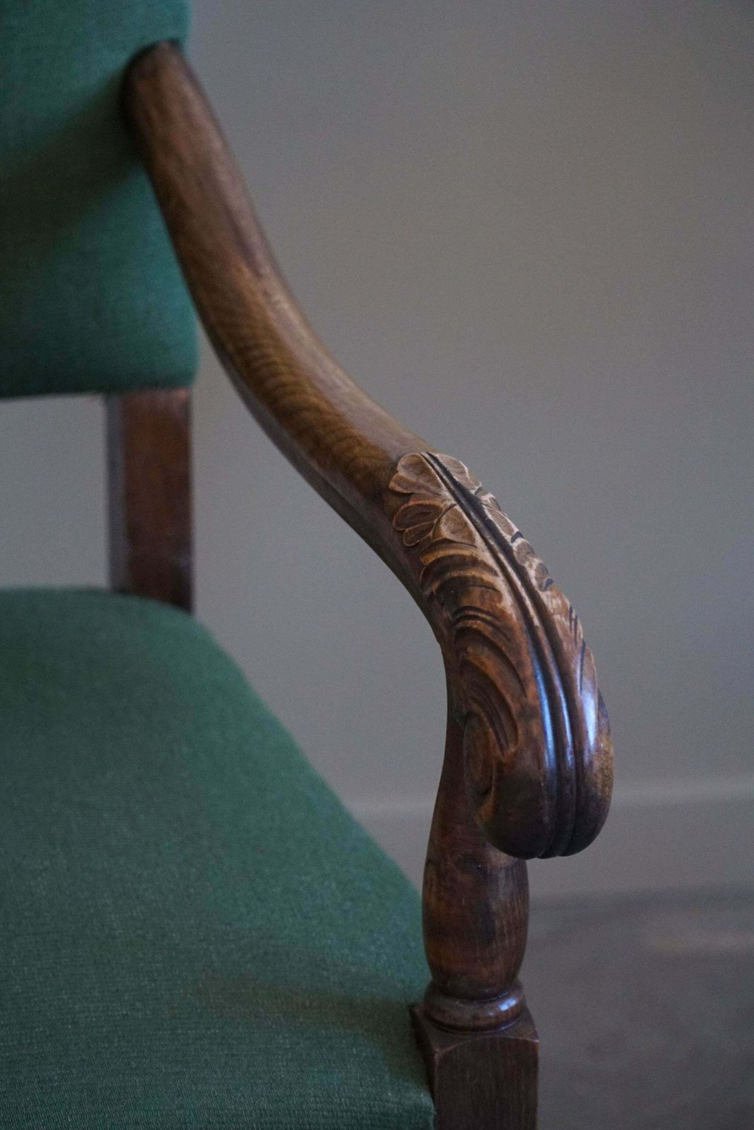 photo for sale Armchairs In Oak & Wool, Louis XIII Style, By A French Cabinetmaker In The 1930s