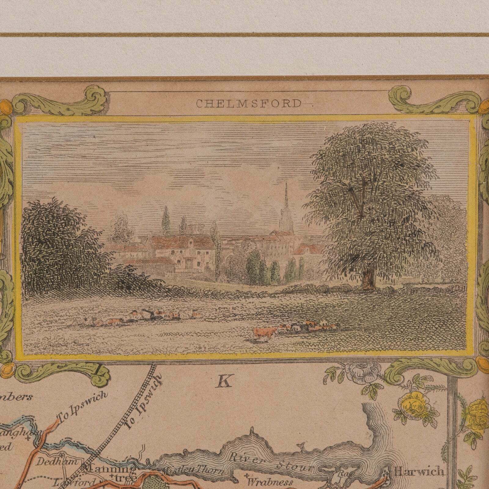 Art Antique County Map, Essex, English, Framed, Cartographic Interest, Victorian photo