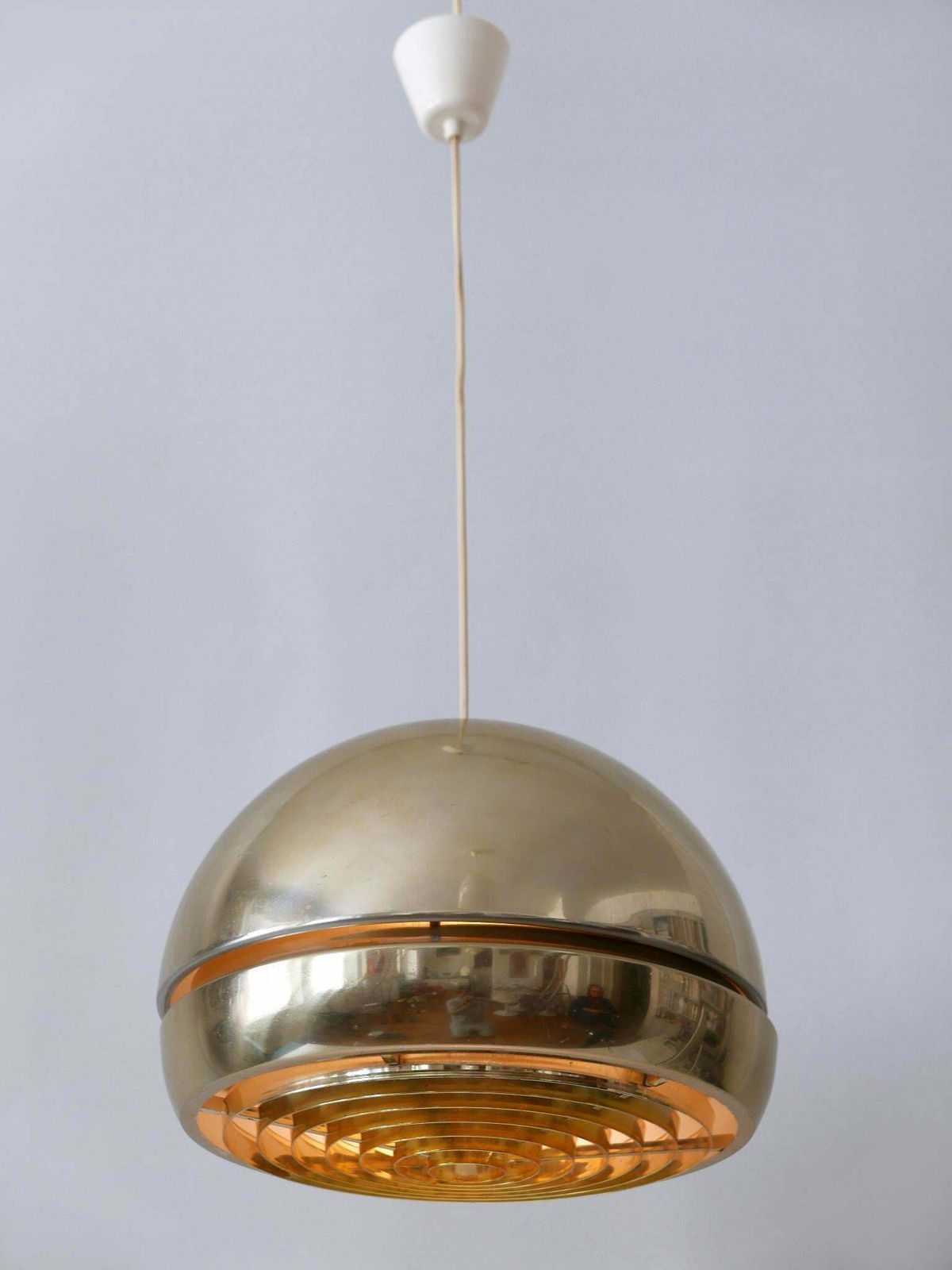 Amazing Mid Century Modern Aluminium Pendant Lamp Or Hanging Light Sweden 1960s photo vintage