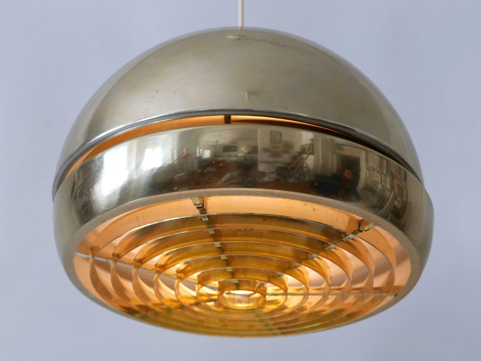 1581.0 Amazing Mid Century Modern Aluminium Pendant Lamp Or Hanging Light Sweden 1960s photo