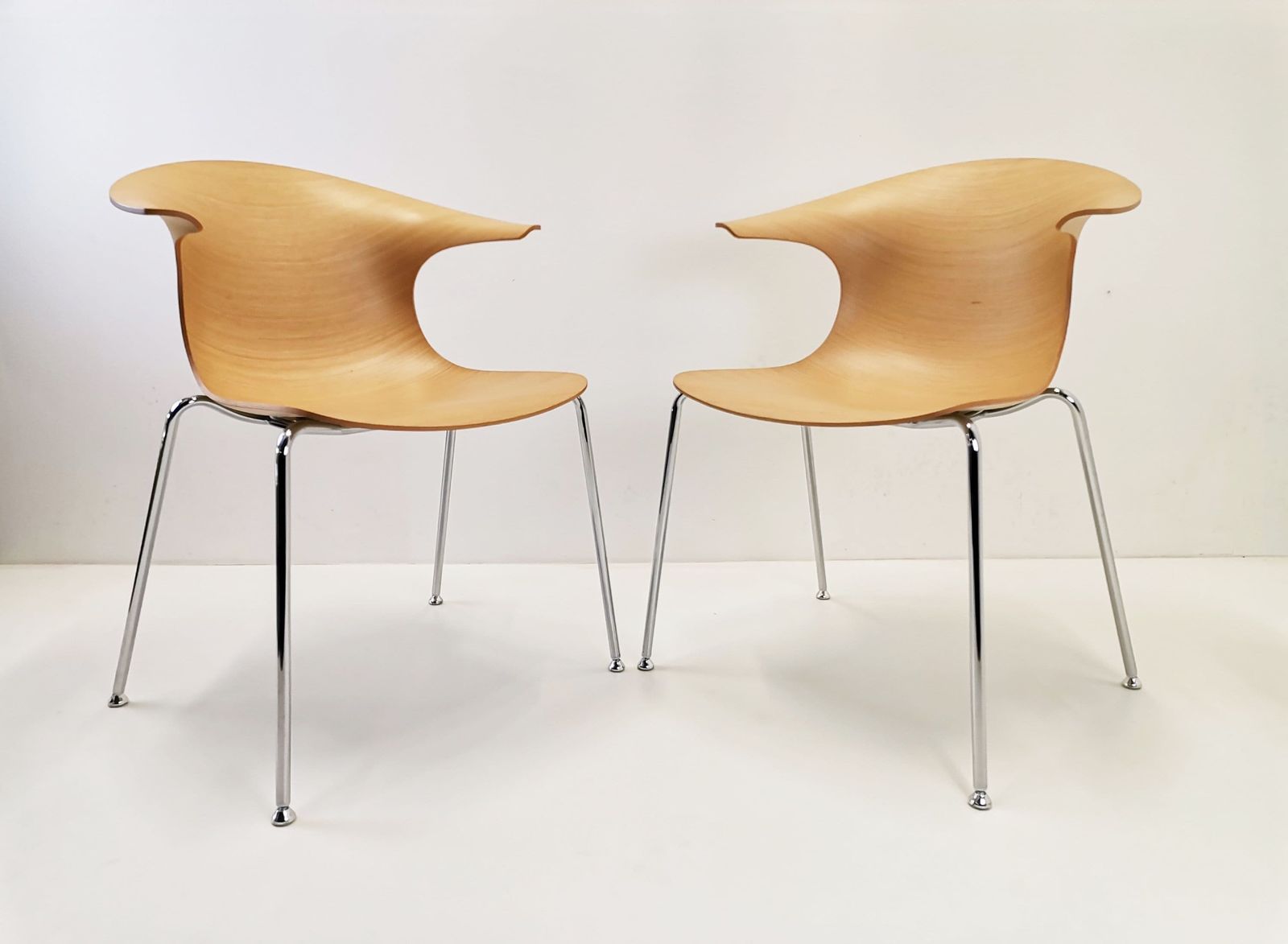 1 Of 2 Loop Wood Dining Chairs By Infiniti, 00's Italy / Modern Italian Design / Minimal Desk Chair photo furniture