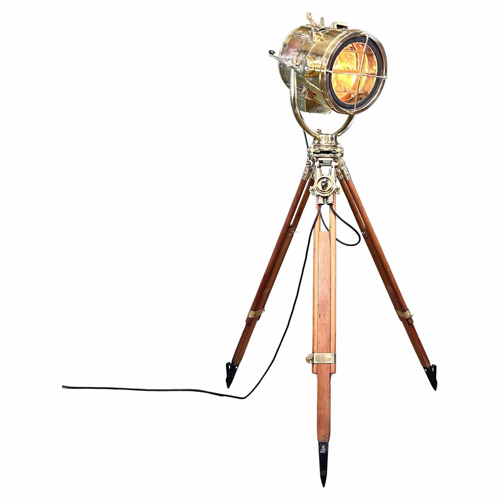 1980's Japanese Brass Industrial Signalling Floor Lamp By Shonan Kosakusho 20cm