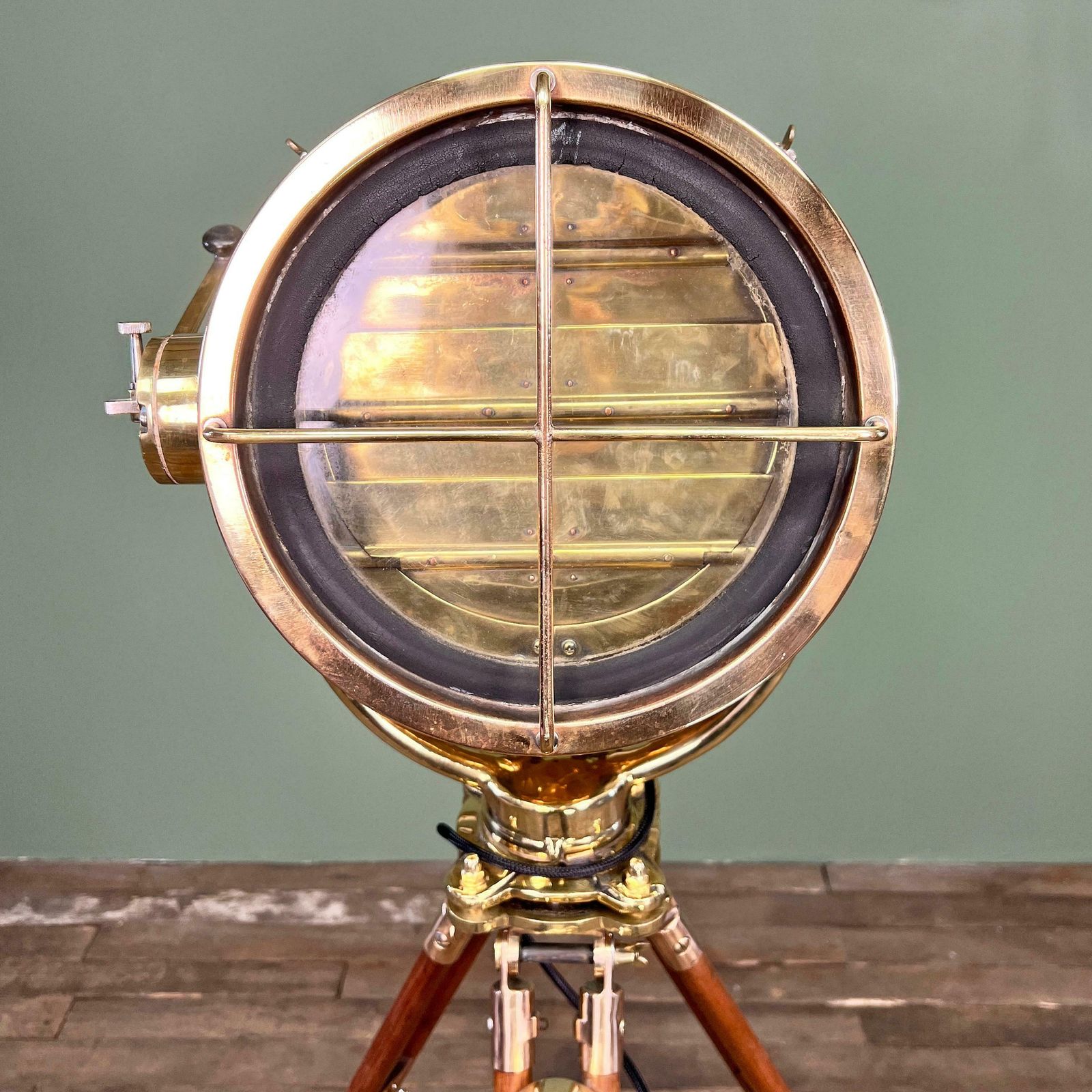 photo furniture 1980's Japanese Brass Industrial Signalling Floor Lamp By Shonan Kosakusho 20cm