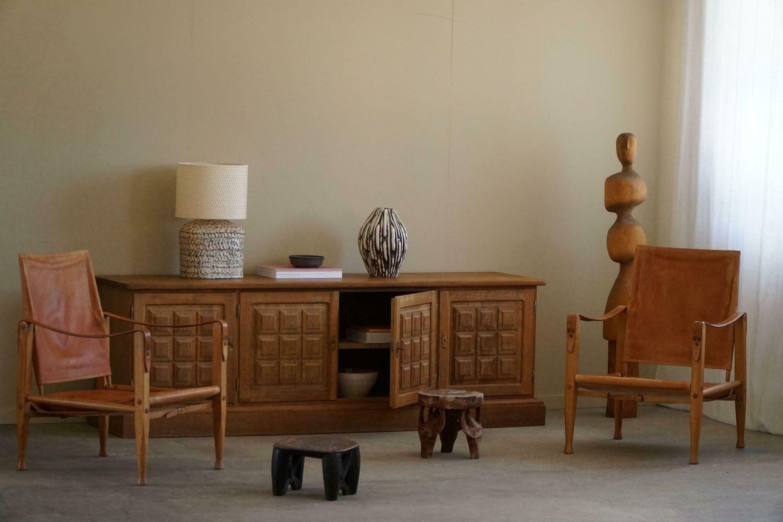 Kaare Klint A Pair Of Safari Chairs In Ash And Leather Rud Rasmussen 1960s photo furniture